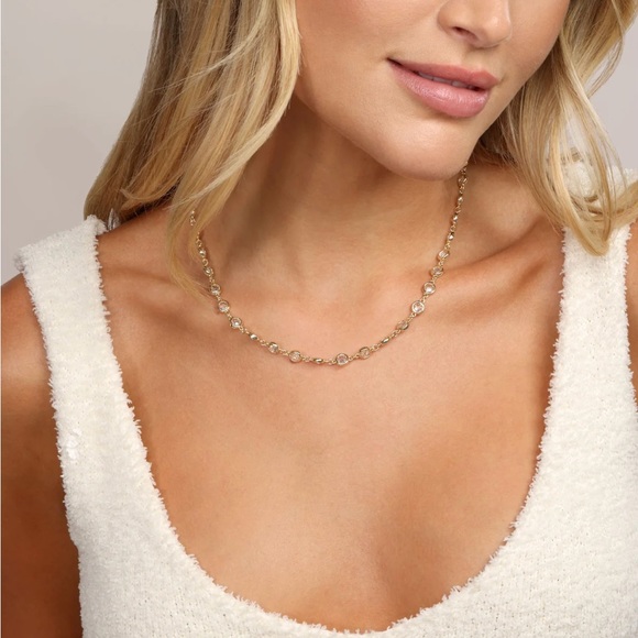 NWT Beautiful and elegant delicate chain with rose cut 5mm CZ diamonds, 15-19”L - Picture 3 of 6